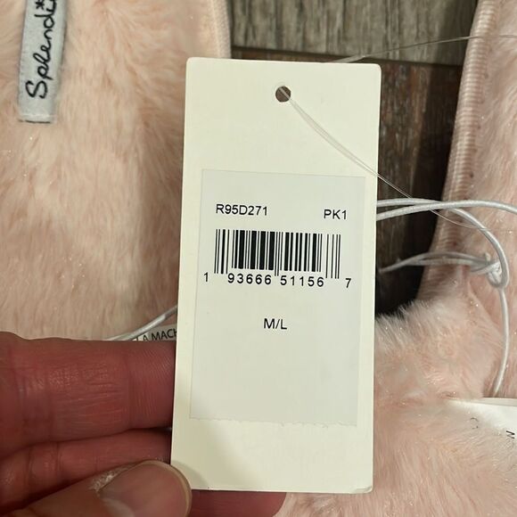 Splendid Light Pink Fuzzy Cross Slide Slippers, NWT - Picture 4 of 7